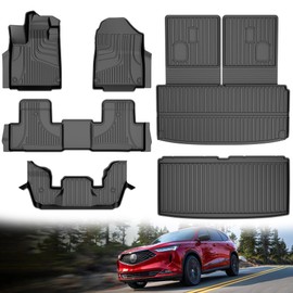 Original 2022-2025 MDX Floor Mats & Cargo Liner & Backrest Mat Full Sets for Acura MDX - Custom Fit TPE Floor Liners & Cargo Mat & Backrest Mat - All Weather Odorless Car Mats for Acura MDX 2022-2025