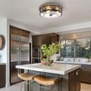 16 Inch Farmhouse Flush Mount Ceiling Light With Seeded Glass,