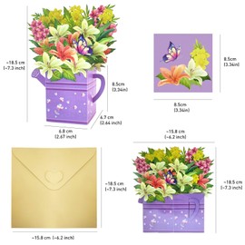 EVBEA Mothers Day Card Paper Flower Pop Up Cards with Blank Card and Envelopes Funny 3D Bouquet Greeting Card Birthday Gifts from Son Daughter Husband for Mom Wife Women Grandma