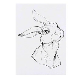 'Rabbit Portrait' Temporary Tattoo - Water Resistant, Skin-Safe, Non-Toxic Transfer (TO00085757)
