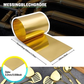 Uxney Brass Sheet, Brass Plate Gold Foil Sheets Brass Sheet Roll 1000 mm x 200 mm x 0.2 mm for Crafts, Electrical Repairs, DIY Projects
