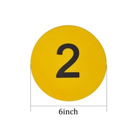 Eco Walker 6inch Numbered Spot Markers Flat Floor Spot Non-Slip TPE Material Waterproof for Field and Court Marking Fitness Agility Training Sports Games and Exercises (Yellow)