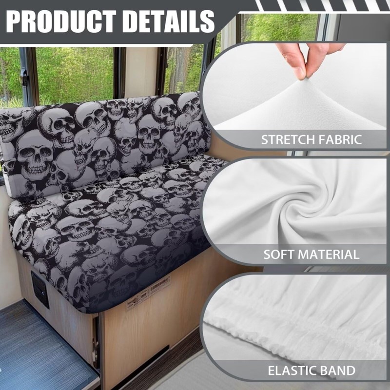 SEANATIVE White Skull RV Dinette Cushion Covers Couch Cover 2