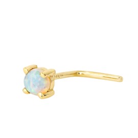Jewelry Avalanche Solid 14K Gold Natural Opal L-Shape Nose Stud, 22G L-Bend, Australian Opal, Unisex Nostril Ring Stud, Metal, opal