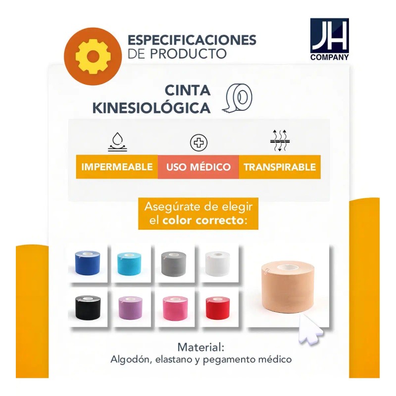 Cinta Kinesiologica Vendaje Neuromuscular Lesion Deporte Color Negro