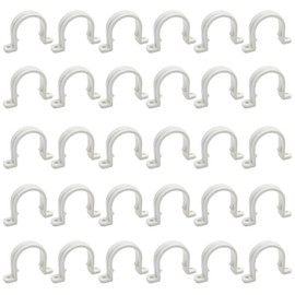ZUDKSUY 30 PCS White PVC Conduit Clamp, 1/2inch Two Hole Plastic Conduit Pipe Clamps, 20mm PVC Wireline U-Clamps for Electrical Telephone Cable