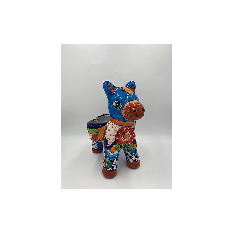 Talavera Donkey Planter, Adorable Mexican Pottery Burro, Handmade Flower Pot
