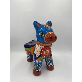 Talavera Donkey Planter, Adorable Mexican Pottery Burro, Handmade Flower Pot