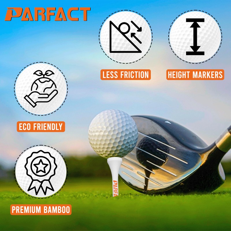 ParFact Golf Tees Wooden | Pack of 30 | Durable