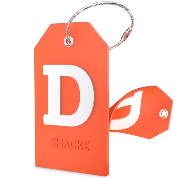 Shacke Initial Luggage Tag with Full Privacy Cover and Stainless