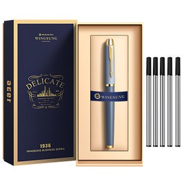 Boligrafo Elegante de Gel Caja de Regalo, Pluma Elegante con 5 Recargas Adicionales Negras de 0,5 mm, Perfecta Regalos de Agradecimiento para Colegas y Regalo del Día del Maestro para Hombre y Mujer