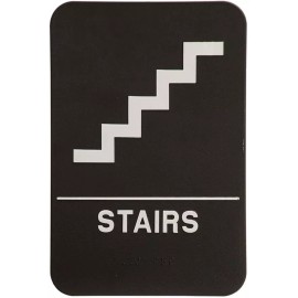 Kota Pro ADA Sign, Stairs, Black, with Braille text 6"x9"
