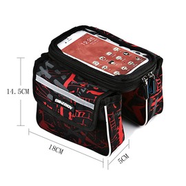 The Yan He Bicycle bag, cycling touch screen mobile phone, mountain bike crossbeam, saddle front beam, upper pipe bag for men and women's clothing (red)