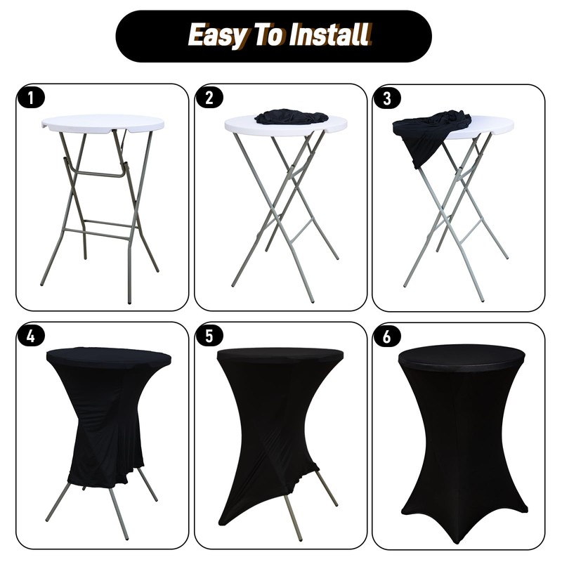 Fixwal Cocktail Table Covers, 2 Pack 32x43 Black Round Table
