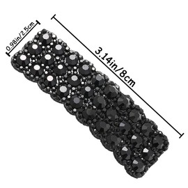 8 PCS Rhinestone Snap Hair Clips Shining Black Rhinestones Clips Rectangular Hairpins Glitter French Crystal Barrettes Sparkly Hair Accessories for Party Wedding Daily Women Girls Hair Decorative