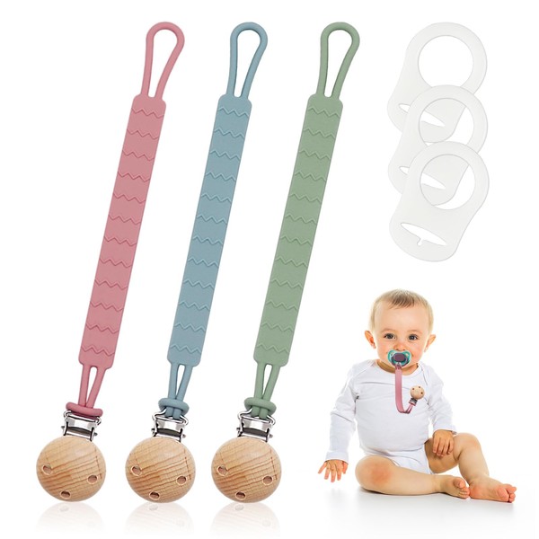 Silikon-Schnuller-Clip-Set (3 Farben)