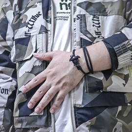 KOEDLN Shark Tail Anchor Turtle Hook Bracelet Nylon Polyester Rope Adjustable Bracelet for Men Boys-Turtle, Black