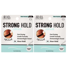 Ardell Strong Hold Lash Glue, Clear - Professional Waterproof Lash Adhesive for Strip Lashes with Precision Brush, Fast-Drying 24-Hour Lift-Proof Formula, 2-Pack
