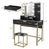 AUTOFOREVER Vanity Desk with Mirror and Lights & Hidden Jewelry