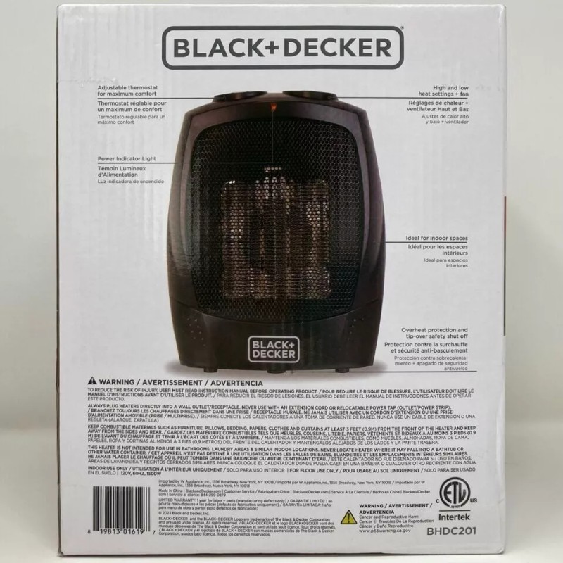 Black+Decker 1,500-Watt Electric Personal Ceramic Space Heater BHDC201