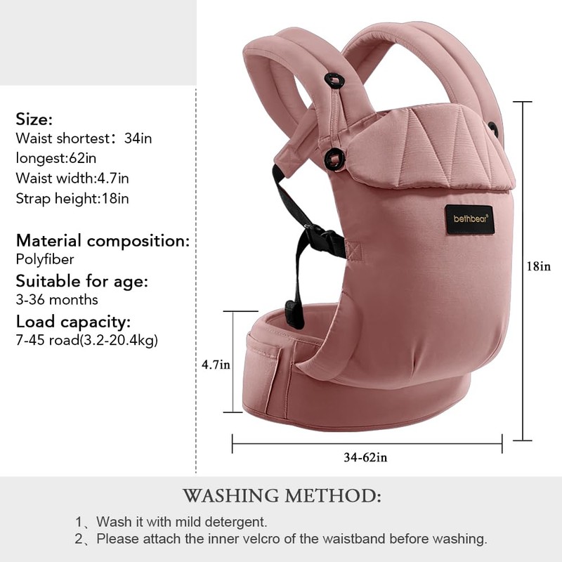 BethBear Baby Carrier Newborn to Toddler 7-45 lbs with Natural