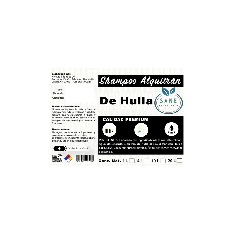 Shampoo Alquitran De Hulla Sane Anticaspa 5 Lt