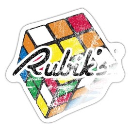 Spreadshirt Magic Rubik's Cube Colourful Retro Magic Cube Sticker, 10 x 10 cm, White Glossy