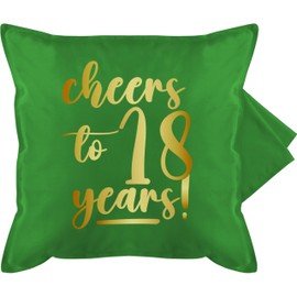 Kissenbezug - Kissen - Cheers to 18 years I 18 Jähriger Geschenkideen 18. Geburtstag Junge 18. Geburtstag Mädchen I Achtzehnter Geschenke 18ter - 50 x 50 cm - Grün - geschenk für 18-jährigen