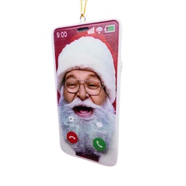 Smartphone Video Call with Santa Claus Christmas Tree Ornament for Kids