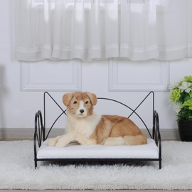 AFBKSS&BB Metal Cat Beds, Dog Sofas, Medium & Small Pet Beds, Strong Iron Frame Pet Sofas with Washable Cover (White)