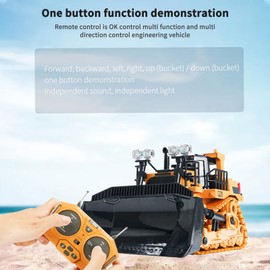 GS GOOLSKY RC Bulldozer, 1/24 Scale 2.4GHz 9CH Remote Control Construction Vehicles RC Front End Loader Toy or Kids with Light Music