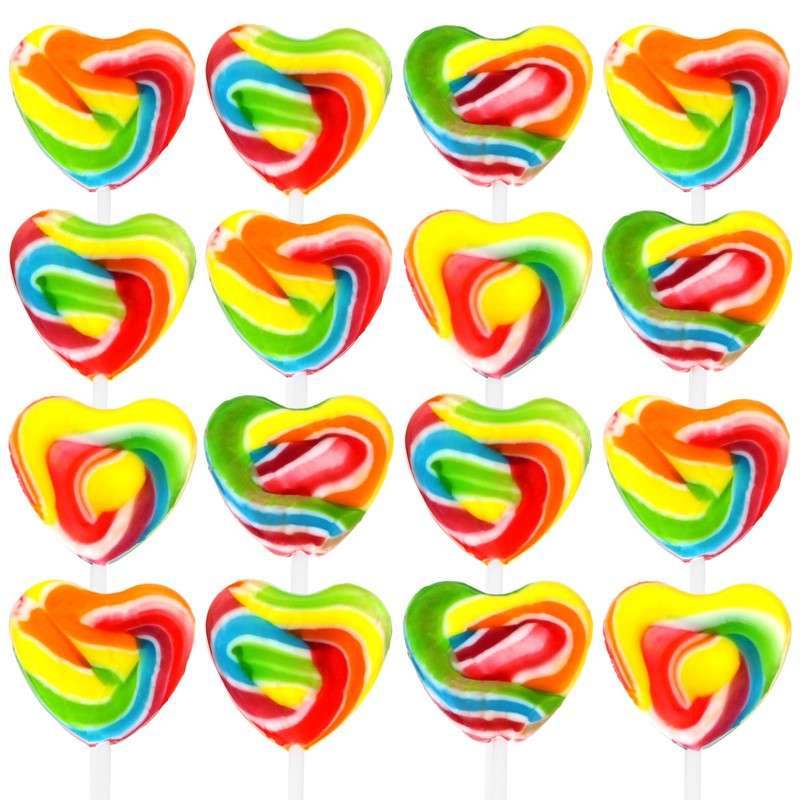 Snacktery Heart Lollipops - 24 Heart-Shaped Valentines Lollipops - Rainbow