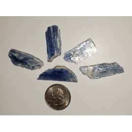 5pc Set Blue Kyanite Blades with Mica Small/Medium Natural Crystal Healing Gemstone Specimens from Brazil for Jewelry or Wire Wrapping