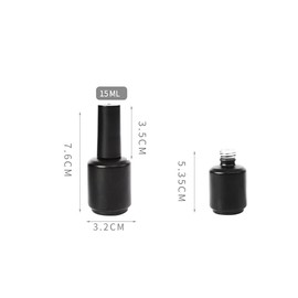 Lokusel 6 PCS 15ML Glass Nail Polish Bottles,Refillable Empty Nail Polish Bottles Containers with Brush Cap for Nail Art(Matte black