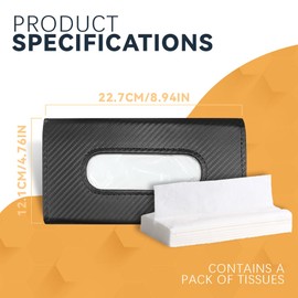 ASUBHA Car Tissue Holder, Car Visor Tissue Dispenser, Car Mask Holder, Rectangular Sun Visor Napkin, PU Leather Car Tissue Box, Sun Visor Accessory Universal for Car, Vehicle (black)