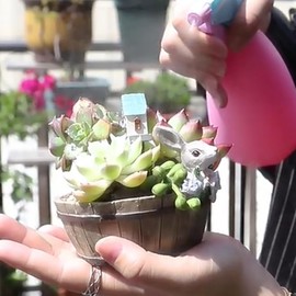 SPEALLOY Easter Bunny Resin Succulent Planter Set of 2 – Cute Spring Decor with Free Mini Cartoon Ornaments (4.3"x3.9"x3.1", Drainage Hole)