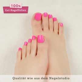 DANNI & TONI Semi Cured Gel Nail Foils (Hot Pink) Pink Shiny Gel Nail Stickers, Pedi Wraps Toenails Nail Foil Pedicure Wraps 37 Stickers