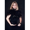 HOMELEX Gothic Black Natural Feather Cape Shawl with Choker Collar