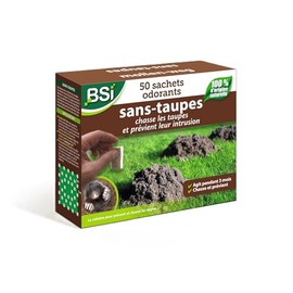 BSI - Mole Free - 50 Bags of Anti-Moles Granules - 100% Natural - Long Life 3 to 4 Months - Preventive and Healing - Covers 100 m² Area