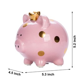 YJNSFT Piggy Bank for Girls, Small Ceramic Toddler Money Saving Bank for Boys, Porcelain Decor Coin Box, Little Decoration Pig Money Container, Unique Birthday Christmas New Year Gift for Kids (Pink)