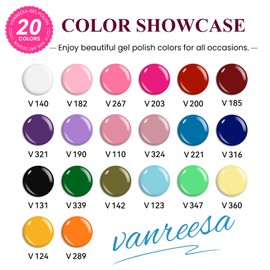 VANREESA Gel Nail Polish Kit with U V Light 35 Pcs Gel Polish Nail Set 20 Must-have Colors Nail Polish Set + Base Coat and 3 Effects Top Coat Manicure Tools Beginners Nail Kit Gifts for Women Girls