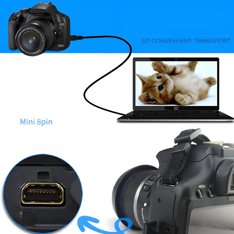 Wetco Black Durable USB 2.0 A to 8-Pin Mini B