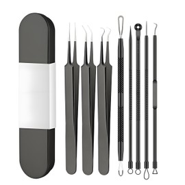 8 PCS Stainless Steel Blackhead Remover Kit,Acssart Stainless Steel Blackhead Remover,Pimple Popper Tool Kit,Pimple Extractor,Pore Cleaner Tool,Gentle and Easy to Clean (Black)