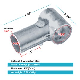 OTTFF 6 Pack 1-5/8" x 1-3/8" End Rail Pipe Clamp, T Panel Fitting Top Connector for Chain Link Fence, 1/8" Thick
