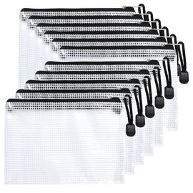 TIMESETL 10pcs Mesh Pouches A5 Zippered Mesh Case Contact Bags