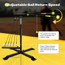 Hikeen Baseball Softball Swing Trainer, Baseball Training Equipment, Includes 5 Elasticity Bands Baseball/Softball Accessories for Hitting and Batting, Adjustable Height for All Ages Training