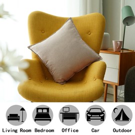 20"x20" Pillowcase with Zipper Cousion Cover Yellow Decor Cotton Linen with Unique Design to Embellish Meeting Room/House/Garden,(50 x 50cm), Light Linen