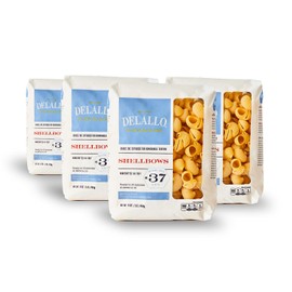 DeLallo Shellbow Pasta, Lumache Pasta Made in Italy, Bronze Cut, Made with Only 100% Durum Wheat Semolina Flour, Kosher, Vegan, Non-GMO, 1 Pound Bag, (4 Pack)