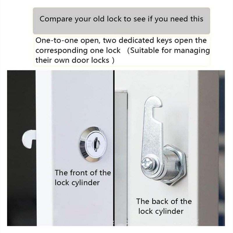 2pack Cabinet Cam Locks 54mm, Mailbox Lock with Key Different,