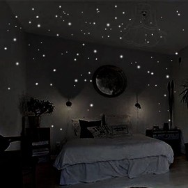 407Pcs Glow in The Dark Wall Stickers, Dots Luminous Wall Decals Ceiling Decals for Kids Room Home Decor Children's Room Bedroom